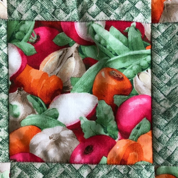 Handmade Patchwork Vegetable Pattern Grocery Tote - Picture 4 of 6